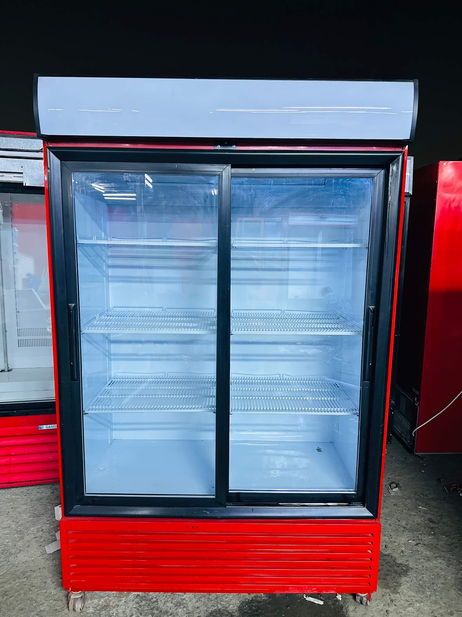 Red Double Sliding Glass Door Display Cooler (Used)